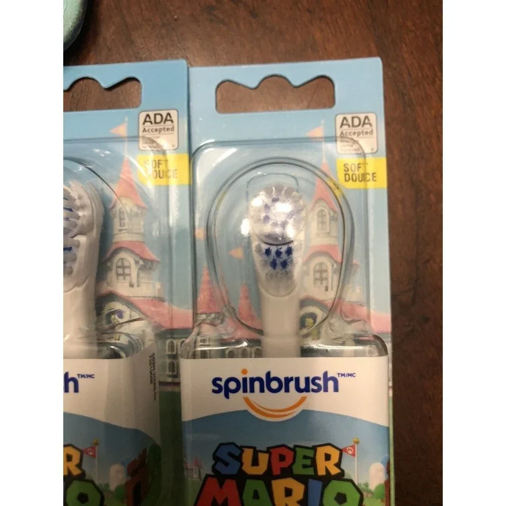 2X Super Mario Kids Spinbrush Battery Electric Toothbrush Soft Bristles